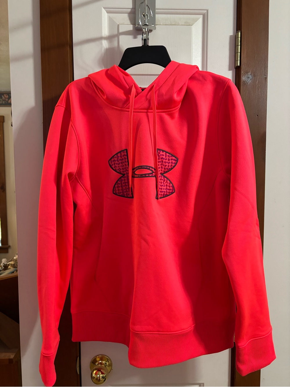 Under Armour Neon Coral Pullover Hoodie with Logo